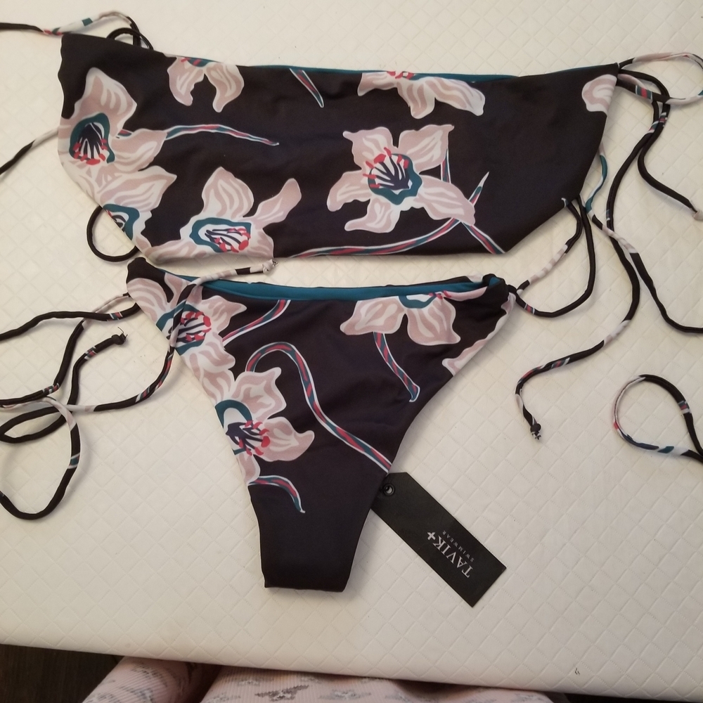 Tavik Black and White Floral Bikini
